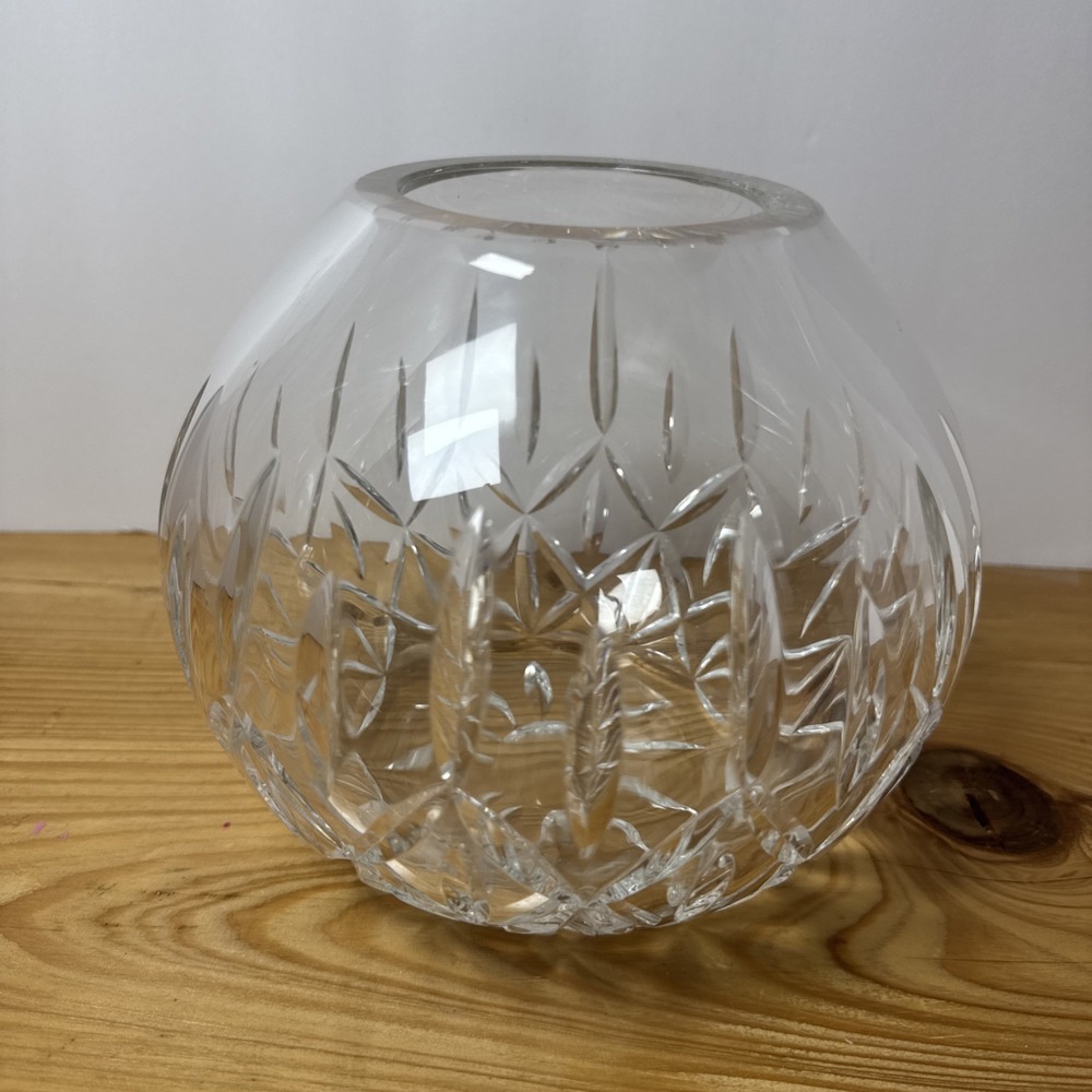 Block 24% Lead Crystal Tulip Garden Rose Bowl 6in Pink Crystal Decorative Bowl
